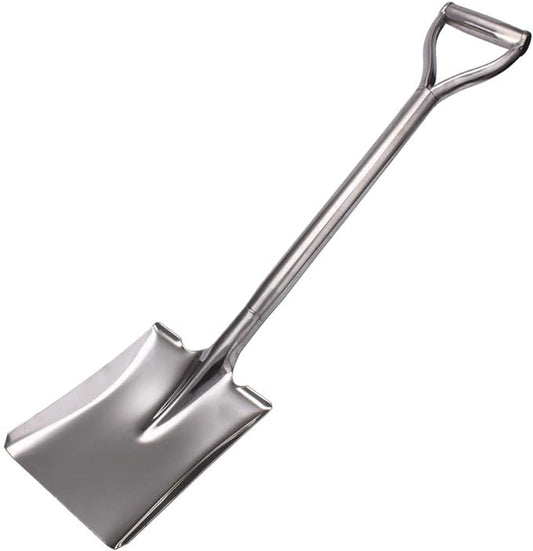31.5 Inch Flat Head Garden Shovel, D Handle Square Flat Spade Shovel for Gardening, All Stainless Steel Made