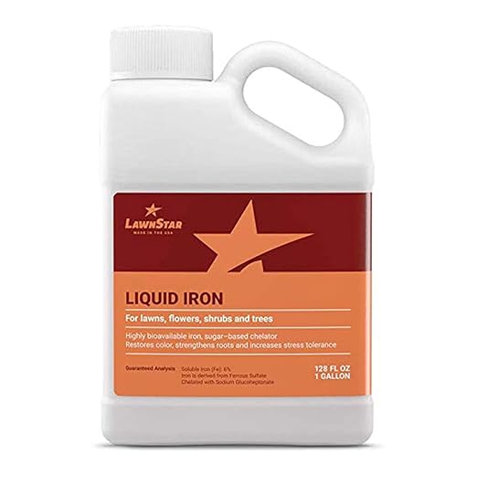 LawnStar Liquid Iron (1 Gallon) for Plants - Multi-Purpose, Suitable for Lawn, Flowers, Shrubs, Trees - Treats Iron Deficiency, Root Damage & Color Distortion – EDTA-Free, American Made