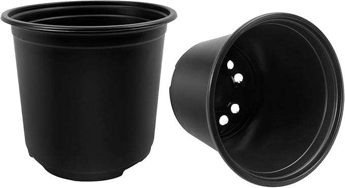 RAOOKIF 100 Pack Nursery Pots, 4 5 6 Inch Nursery Pot for Plants, Plastic Plant Pots with Drainage Holes, Garden Flower Pots for Transplanting, Succulents, Cuttings, Seedlings(5inch,100pcs)
