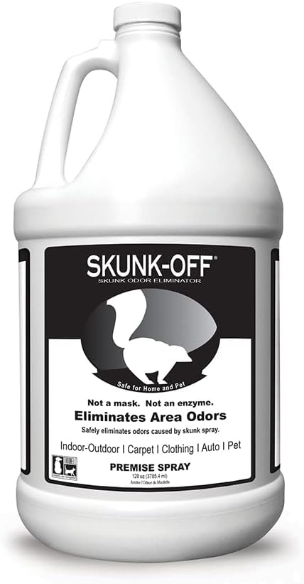 Skunk Off Skunk Odor Eliminator Premise Spray – Ready-to-Use Skunk Odor Remover for House, Outdoors, Cars, Laundry, & More – Skunk Spray w/Safe, Non-Enzymatic Formula (1 Gallon)
