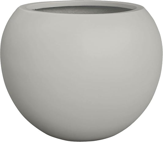 Globo Large Fiberstone Plant Pot, Large Planters for Indoor Plants, Outdoor Planters for Porch (Light French Gray, 12" D x 9.7" H)