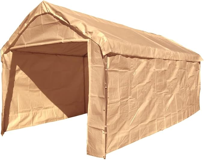 10X20 Canopy Tarp Set (5pc) Paneling and Top Set Valanced Tarp Kit Carport (Beige)