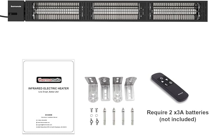 ThermoMate Infrared Outdoor Patio Heater, 4500W Carbon Fiber Heating for Porch, Deck, Garage with Remote 24 Hours Timer, Hard Wired 240V