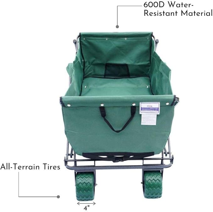 Impact Canopy Folding Collapsible Utility Wagon, Extra-Large Wagon with All-Terrain Wheels, Forest Green