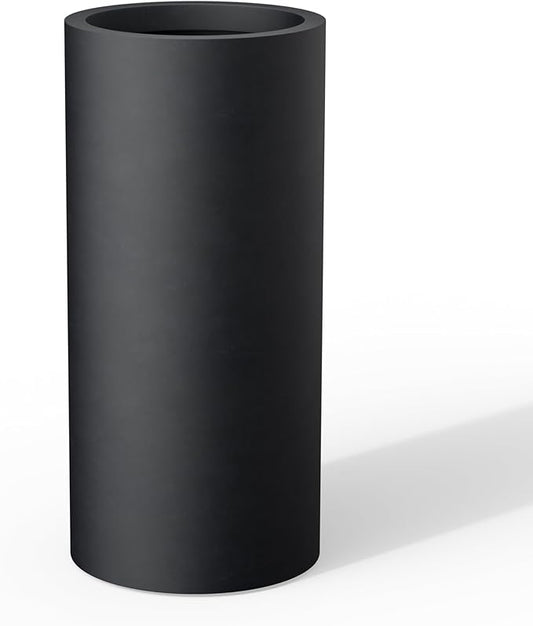 Kante 23.6 Inch Tall Cylindrical Planter, Large Round Plant Pots with Drainage Hole, Made with Concrete, Suitable for Indoor Outdoor Plants, Home Decor, Black
