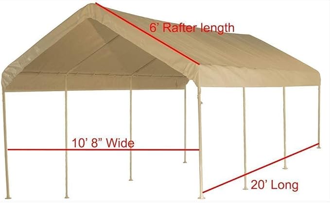 10X20 Canopy Tarp Set (5pc) Paneling and Top Set Valanced Tarp Kit Carport (Beige)