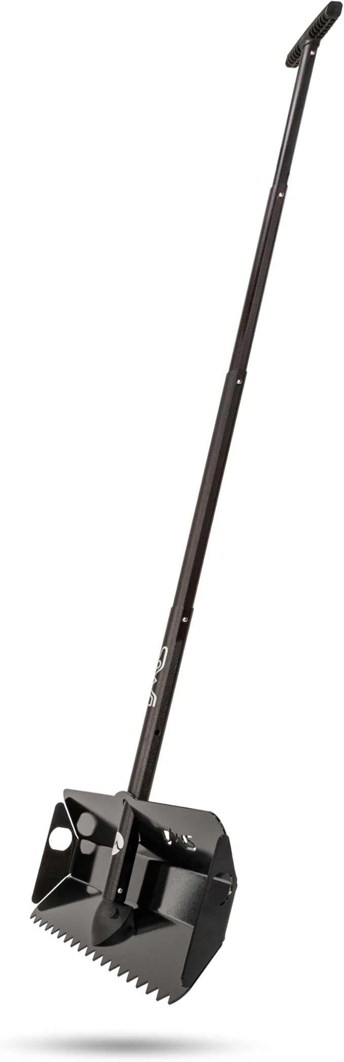 DMOS Stealth Shovel - Lightweight, Heavy-Duty Aluminum Sand & Snow Shovel with Extendable & Collapsible Handle for Camping, Overlanding, Survival, & Off-Road Use - Blackout - X-Wide