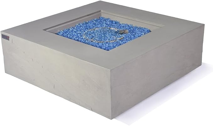 Capertee Concrete Fire Pit 40" x 40" Patio Firepit Includes Fire Glass Modern Fire Pits & Outdoor Fireplaces for Garden, Deck, Indoor & Outdoor Heating