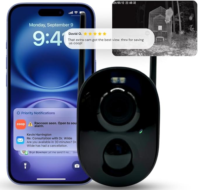 Coop Smart All-in-One Chicken Kit – Includes Automatic Door, and (2) AI CoopCams for 4-6 Chickens, Solar Optional