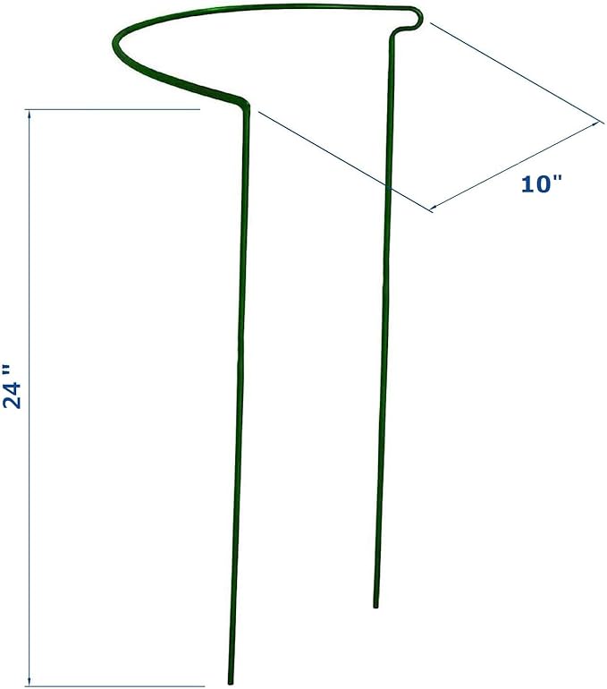 6 Pack 24 Inch High Plant Stake,Garden Plant Support,Half-Round Peony Cage Plant Ring Hoop