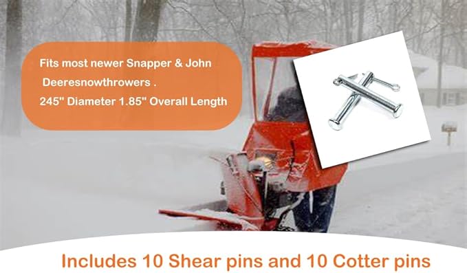 Replacement Snowthrowers Simplicity or Snapper Shear Pins for 703063, 1668344, 1686806yp 10 Pack