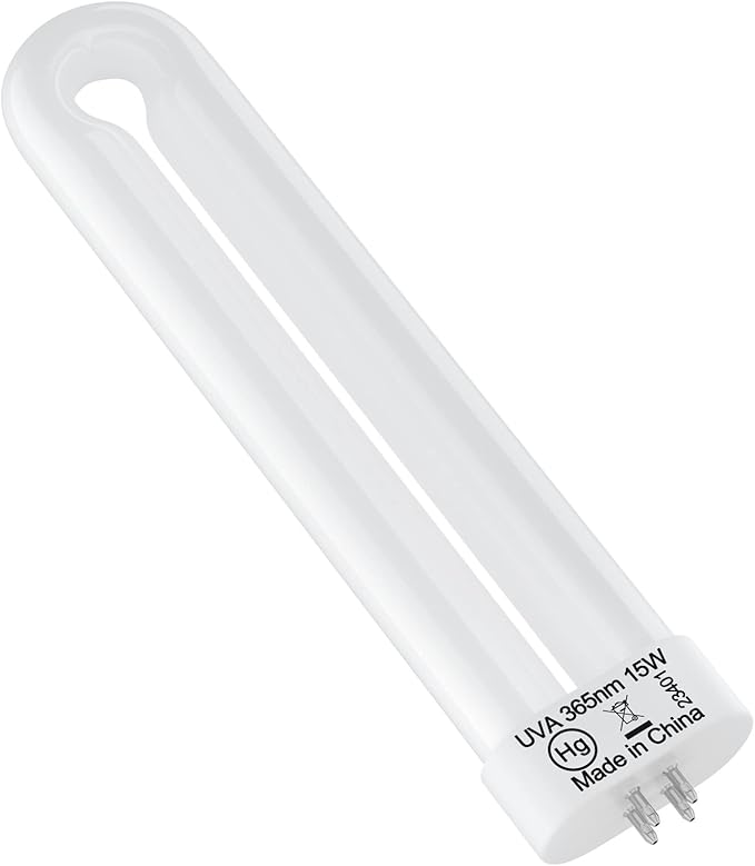 Replacement Bulb for T9, T6, K15 Bug Zapper, 15W, 4-Pin Base, U-Shaped Twin Tube Bulb