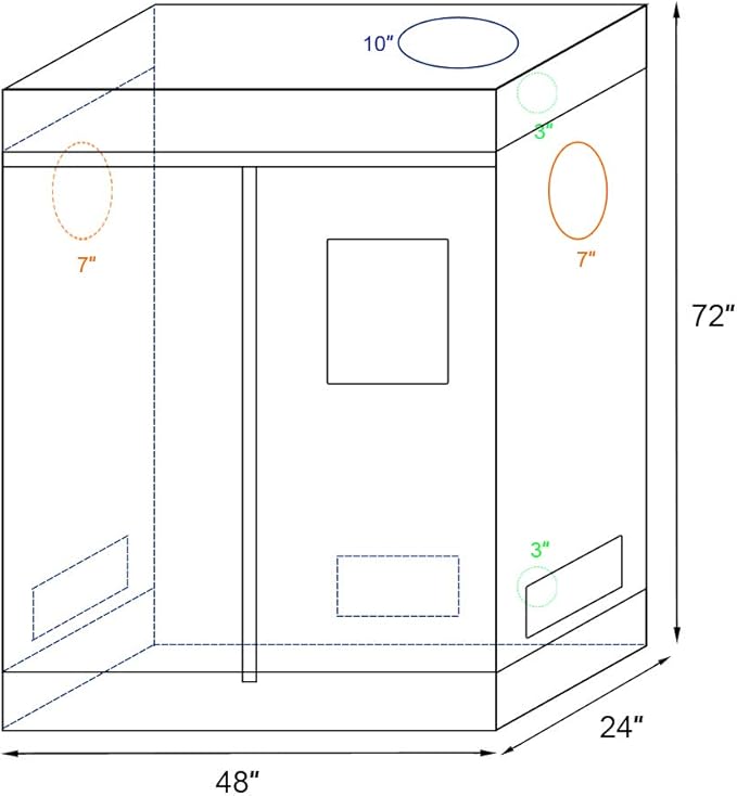 Outvita 47" x 24" x 70" Grow Tent, High Reflective Mylar Hydroponic Plant Growing Room with Removable Floor Tray & Observation Window for Indoor Plant Flower Herb