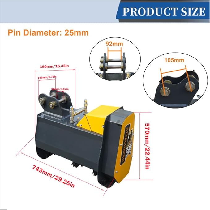 1 Ton Mini Excavator B&S Engine with Excavator Flail Mower Attachments for Garden,Road Cutting Weeds, Branch Shredding,Pioneering Land(W Mower+excavator)