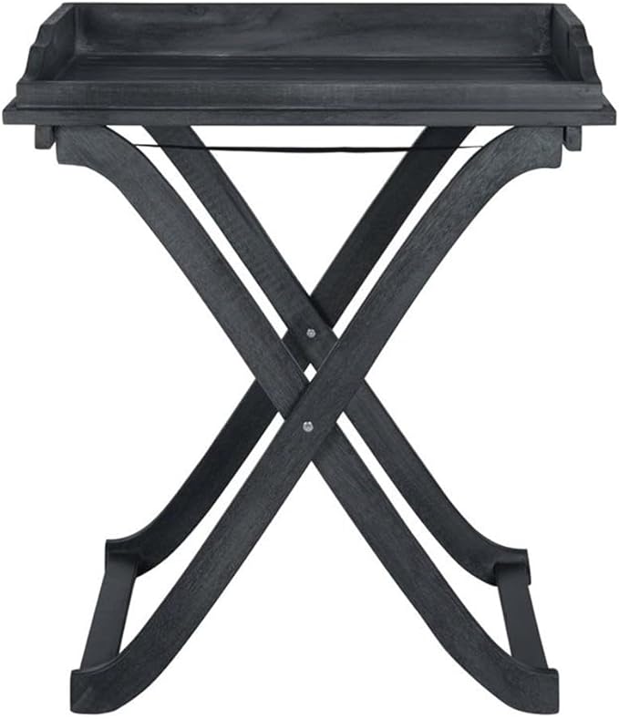 SAFAVIEH PAT6716K Outdoor Collection Covina Dark Slate Grey Tray Table