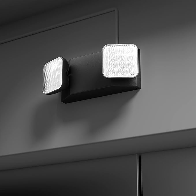 1 Pack Black Led Exit Sign with Emergency Lights &Battery Backup -Adjustable Hardwired 2 LED Head-UL Certified-120-277VAC/Commercial Emergency Lights Fixtures for Home/Business.