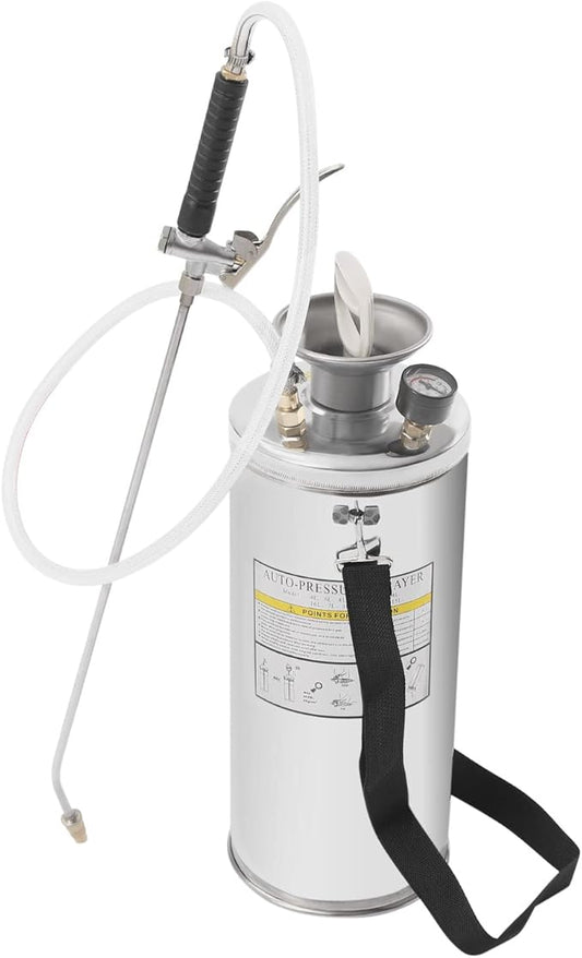 2Gal Stainless Steel Pump Up Sprayer,Heavy-Duty Stainless Steel Tank Multi-Use Sprayer,0.2-0.4MPA Hand Pump Sprayer,with 1.2m Hose, Adjustable Nozzle Suitable, Home & Garden, Silver