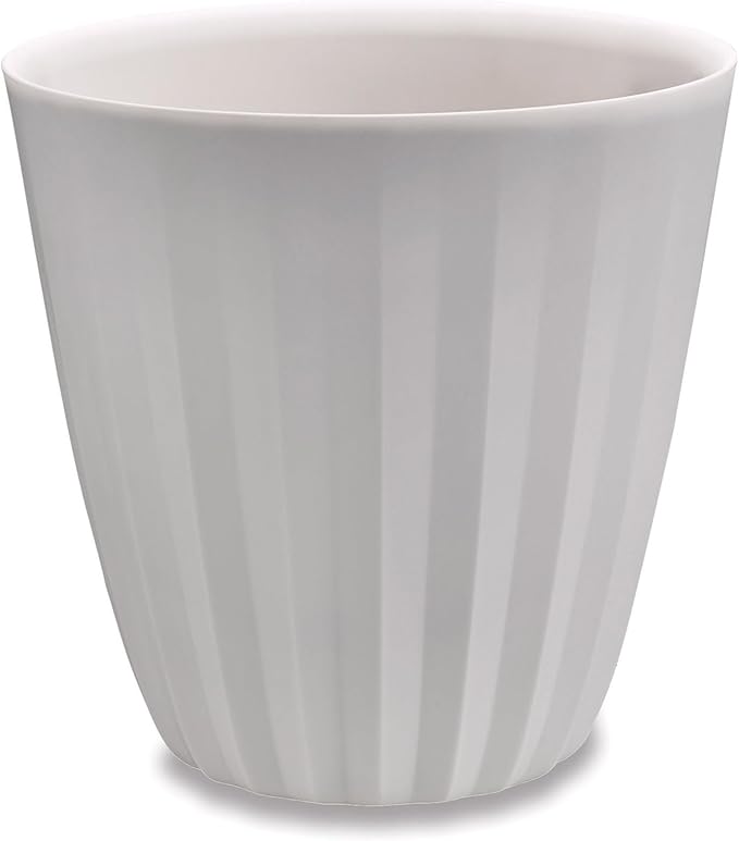 Crescent Garden Pleat Modern Decorative Planter, Indoor/Outdoor Pot, Resin Plant Pot with Drain Hole - 27" W x 27" H (Cloud White)