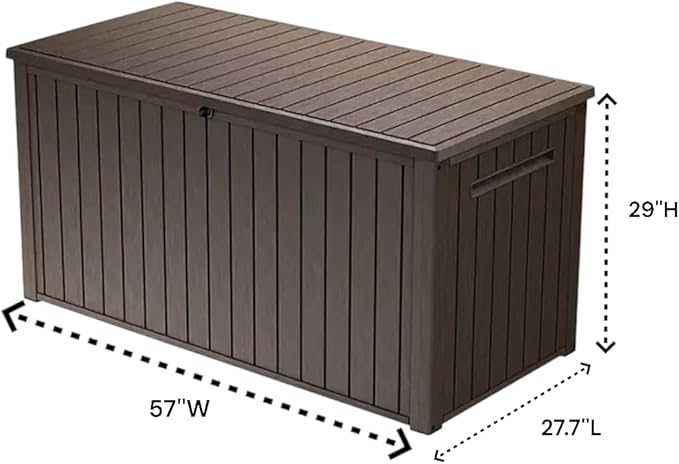 Outdoor Storage Box with Lockable Lid - Weather-Resistant and Stylish (Brown, 170)
