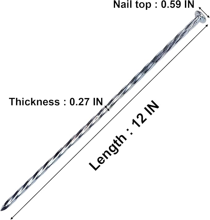 Artificial Turf Stakes Galvanized Spiral Landscape Spikes 12IN Weed Barrier Fabric Stakes for Paver Edging, Gardening Lawn Edging, Carpentry and More (10 PC)