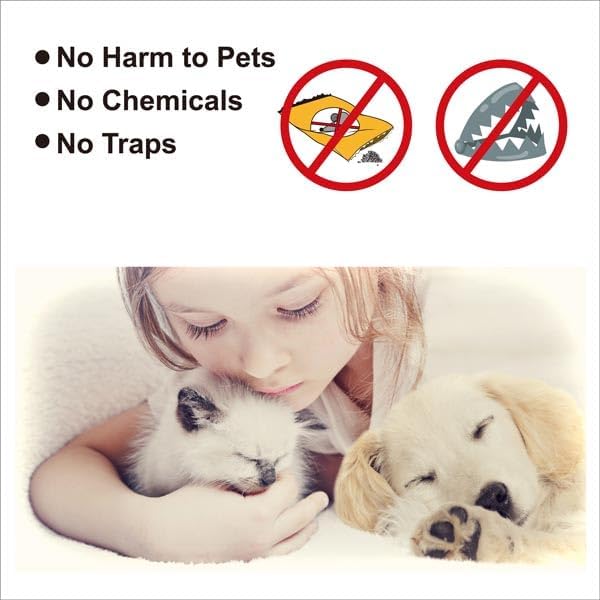 DigiMax 360° Rodent Repellent Mice Repellent Indoor ultrasonic Plug in with 5 Ultrasonic Speakers USB & Battery Powered Pest Control Basement Warehouse Storage Office Home (2-pc)