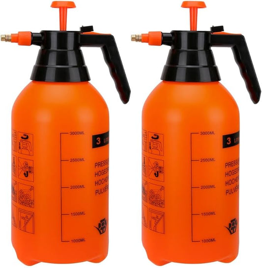 3L Garden Sprayer, Handheld Pump Weed Sprayer 0.8Gallon Hand Pressure Sprayer (3L-2PCS-Orange)