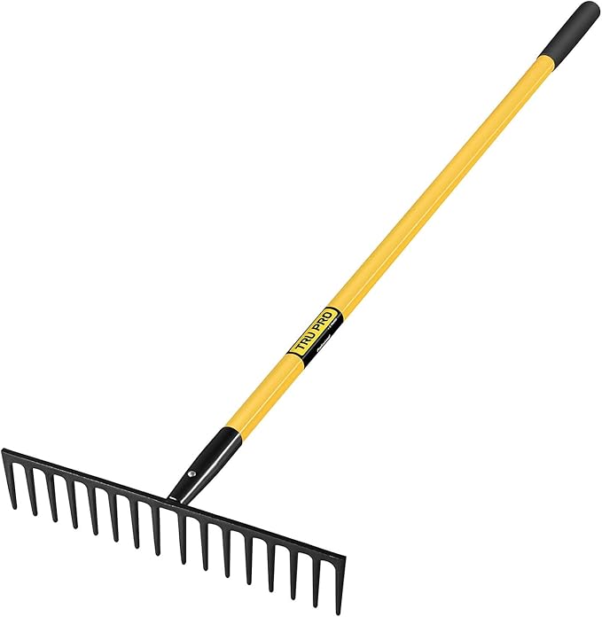 TRUPER R-16MF Heavy Duty Fiberglass Handle Road Rake, 16 Tines 18" (46cm)