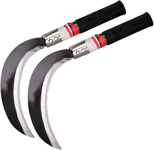 DOITOOL 2pcs Weeder Device Cutter Sickle Manganese Gardening Harvest Steel Grass Hook Reaping Tool Chopping Manual Multipurpose Tree