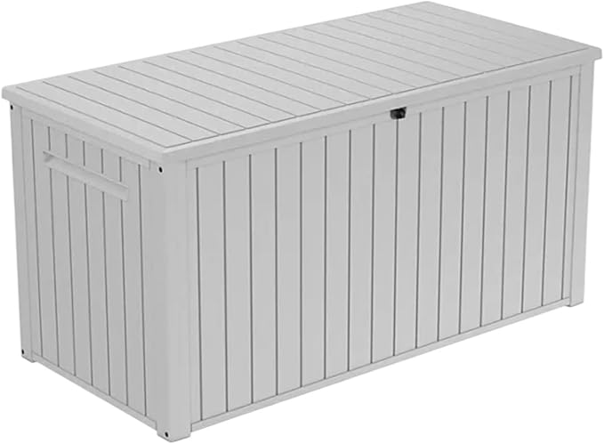 Outdoor Storage Box with Lockable Lid - Weather-Resistant and Stylish (White, 170)