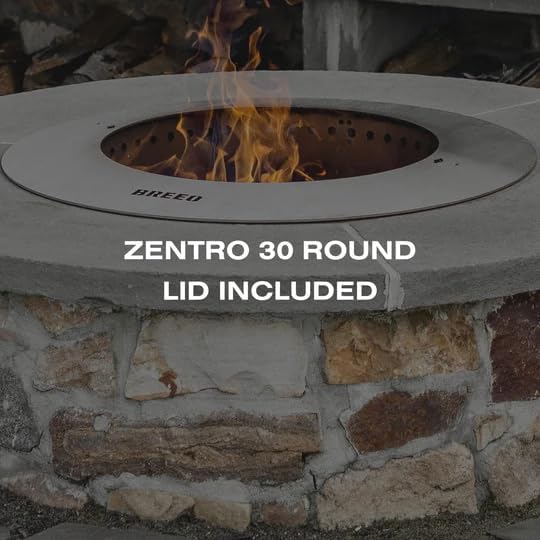 Breeo Zentro Stainless Steel Fire Pit Insert - Smokeless Firepit Ring Insert for Outdoor Fire Pit - for Outside Block, Stone, & Concrete Backyard Firepit Surrounds - Lid Included - Round 30"