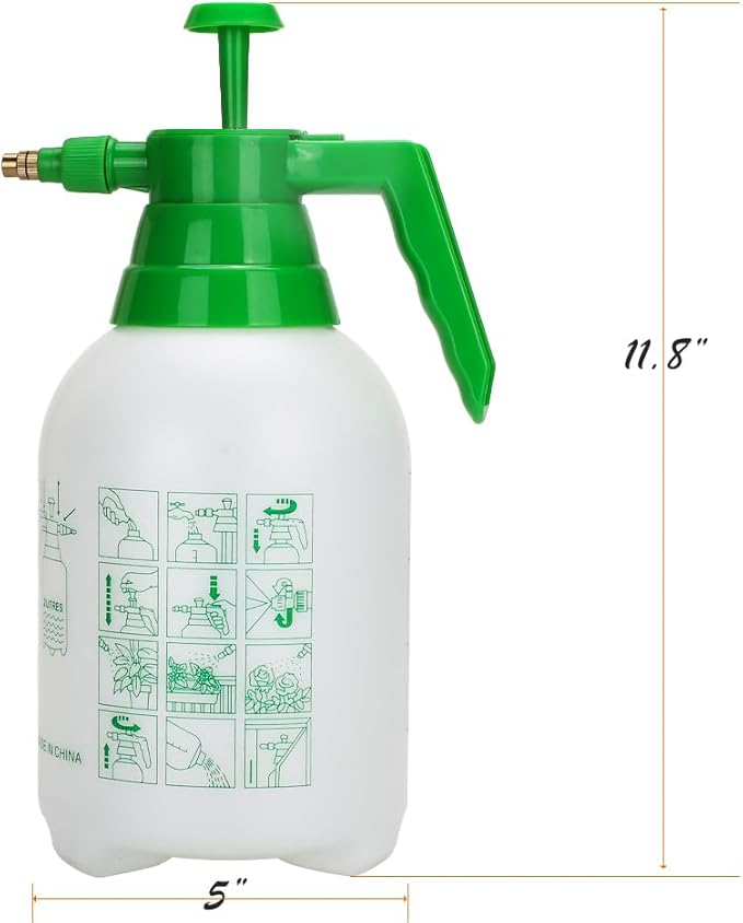 MRPAPA 2 Pack Handheld Pump Sprayer, Garden Pressure Water Spray Bottle with Adjustable Brass Nozzle for Plants (2L-Green-2PCS)