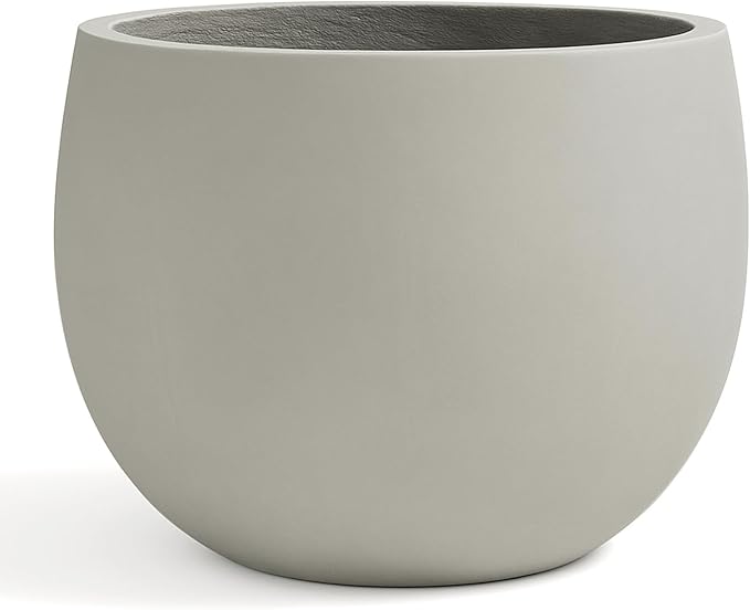 Ball Concrete Planter Outdoor Indoor, Large Tall Cement Plant Pots for Trees Flowers (Gray, 18 inch)