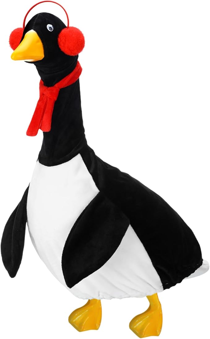 Outus Halloween Penguin Goose Outfits Funny Penguin Porch Goose Outfit 23 Inch Holiday Lawn Plastic Cement Geese Clothes for Halloween Christmas Yard Garden Outdoor Decor