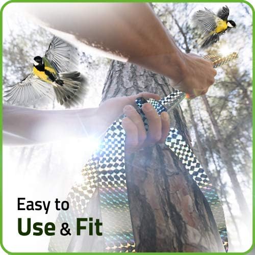 De-Bird Bird Tape Repellent & Reflective Scare Tape - 350 Ft Roll, Multicolor Dual-Sided - Garden Reflectors to Keep Birds Away - Pigeon & Goose Control