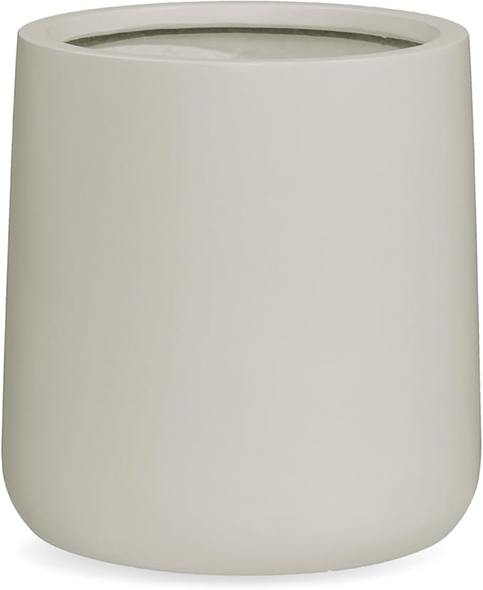 14" H x 13.7" D Conico Fiberstone Round Planter with Drainage Hole, Smooth Finishes, Weather Resistant for Indoor and Outdoor Use, Included 2 Extra Coco Mats (Taupe, 10.6" Pot Opening)