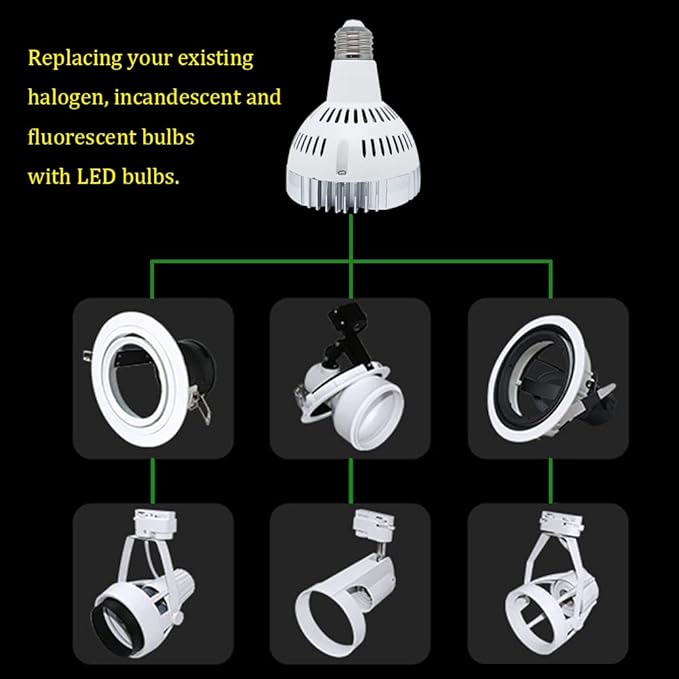 E26 35w Par30 LED Bulb (100 WATT Equivalent) 4000K 3650lm 25 Degree Indoor Spotlight with Cool Fan for Jewellery Clothing Store (Natural White)