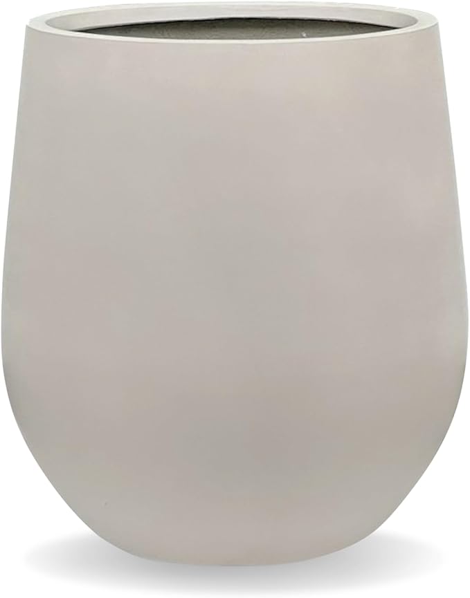 16.5" H x 15" D Corso Fiberstone Round Tapered Planter with Drainage Hole, Smooth Finishes, Weather Resistant for Indoor & Outdoor Use, Included 2 Extra Coco Mats (Taupe, 11.5" Pot Opening)