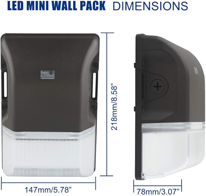 dephen 30W LED Wall Pack with Photocell, Dusk to Dawn Outdoor Lighting 5000K, 4050Lm Mini Wallpack Light, AC100-277Vac IP65 Exterior Security Lamp (UL-Listed)