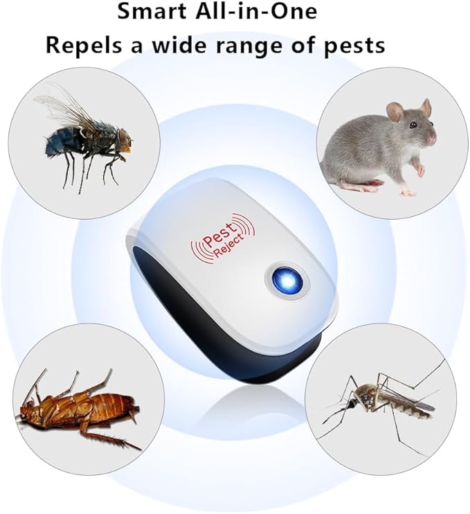 6 Pack Ultrasonic Pest Repeller Indoor Mouse Repellent Pest Repellent Ultrasonic Plug in for Spiders, Mices, Mosquitoes, Roaches, Mouse, Rodent, Bugs, Ants, Flies