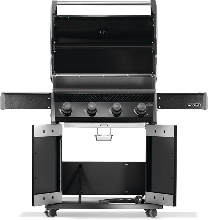 Napoleon Rogue 525 Natural Gas Grill, Black, Stainless Steel Grids, Durable 4-Burner BBQ