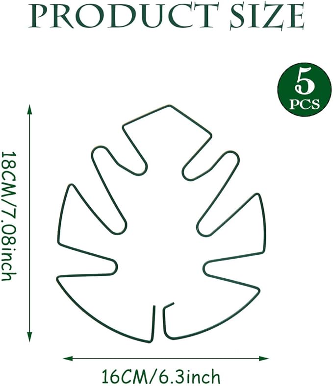 Spiritlele 5 Pcs Green Plant Stem Support Holder Set Monstera Plant Support Clamp Growth Accessories for Indoor Plants Big