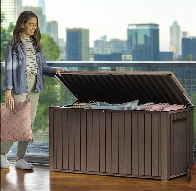 170-Gallon Outdoor Storage Deck Box, Weather-Resistant, (Brown)