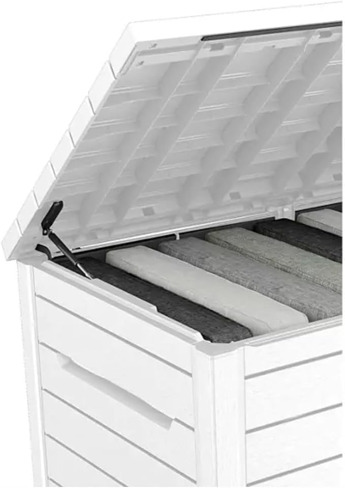 Outdoor Storage Box with Lockable Lid - Weather-Resistant and Stylish (White, 230-Gallon)