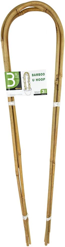3 Feet Natural U-Hoops Bamboo, Mininfa Garden Trellis, Bamboo Trellis U-Shape for Plant Support - 3 Pack