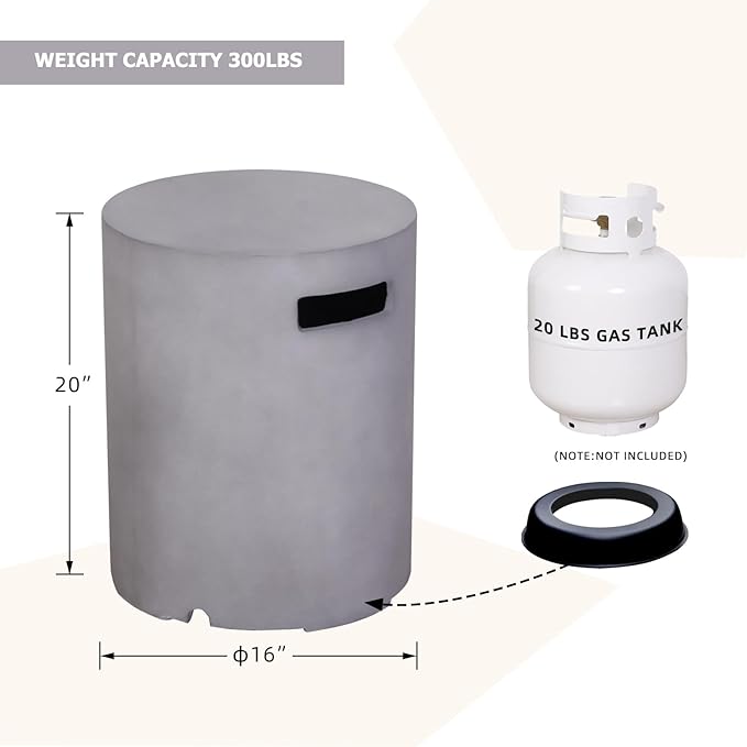 Afterglow 16" Propane Tank Cover Table, (Grey)