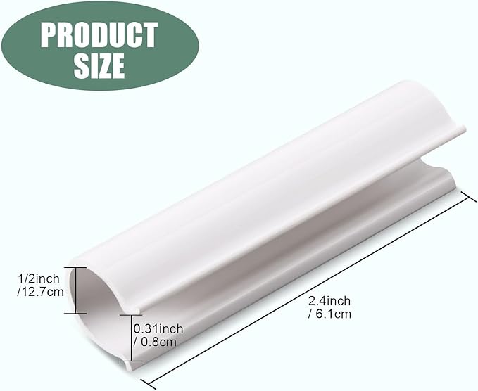 Jetec 32 Pcs PVC Pipe Clips Pool Cover Clamps for Above Ground Pool Greenhouses, Row Covers, Garden, Shelters, Bird Protection, 2.4 Inch Long(for 1/8 Inch PVC Pipe,White)