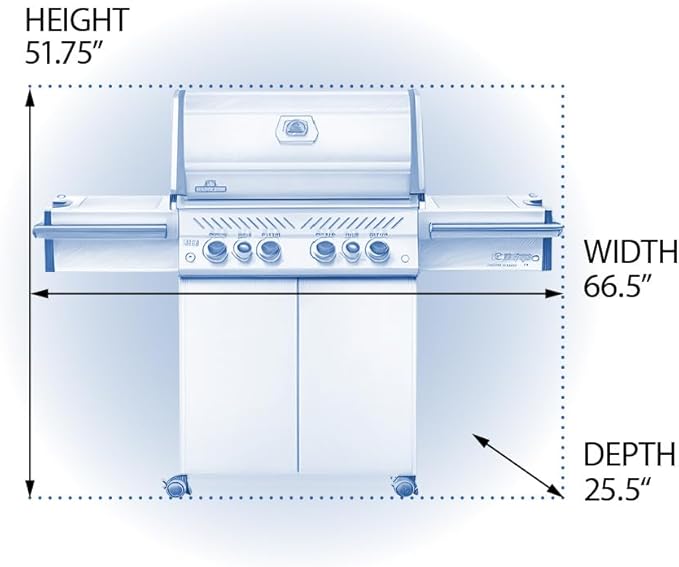 Napoleon PRO500RSIBPSS-3 Prestige PRO BBQ Propane Gas Grill, 500 sq.in. + Infrared Side and Rear Burners, Stainless Steel
