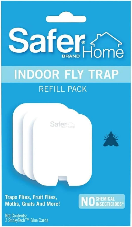 Safer Premium Indoor Fly Trap Glue Card Refills – 3-Pack Replacement Sticky Cards – Compatible with Safer Home SH502 Plug-in Trap – Long-Lasting Fruit Fly, Gnat & Moth Control