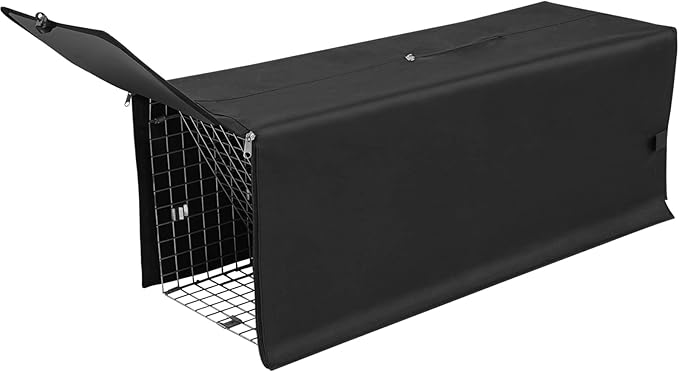 Live Animal Trap Cage Cover, Cat Trap for Stray Cats 32 Inch Heavy Duty Folding Skunk Trap with Real Door for Raccoons, Opossums, Groundhogs, Skunks, Feral Cats, Squirrels (Only Cover)