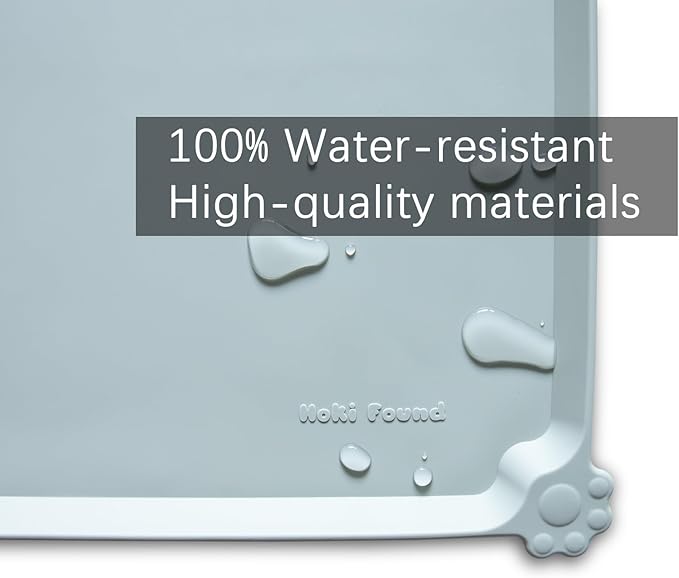 Hoki Found Silicone Pet Food Tray - High-Lips Dog Cat Bowl Mats - Waterproof Dog Cat Food Mats - Battleship